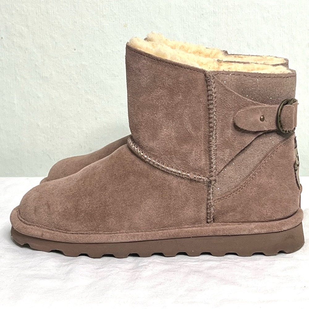 BEARPAW BETTY YOUTH COW SUEDE UPPER WOOL BLEND LINING & FOOTBED Sz.5